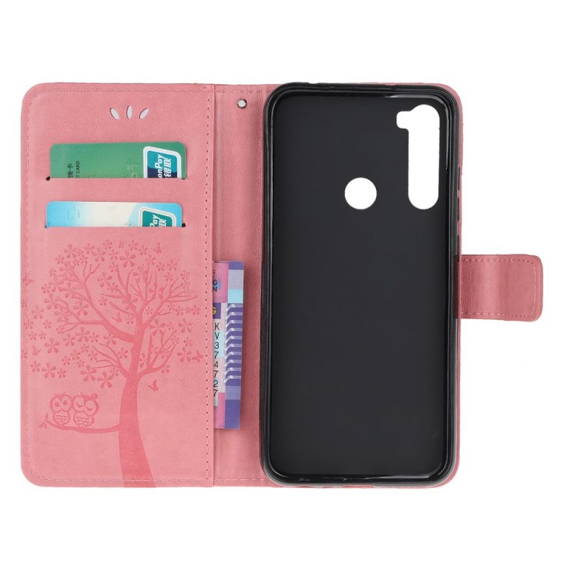 Lederhüllen Xiaomi Redmi Note 8 Pink Baum- Und Tanga-Eulen