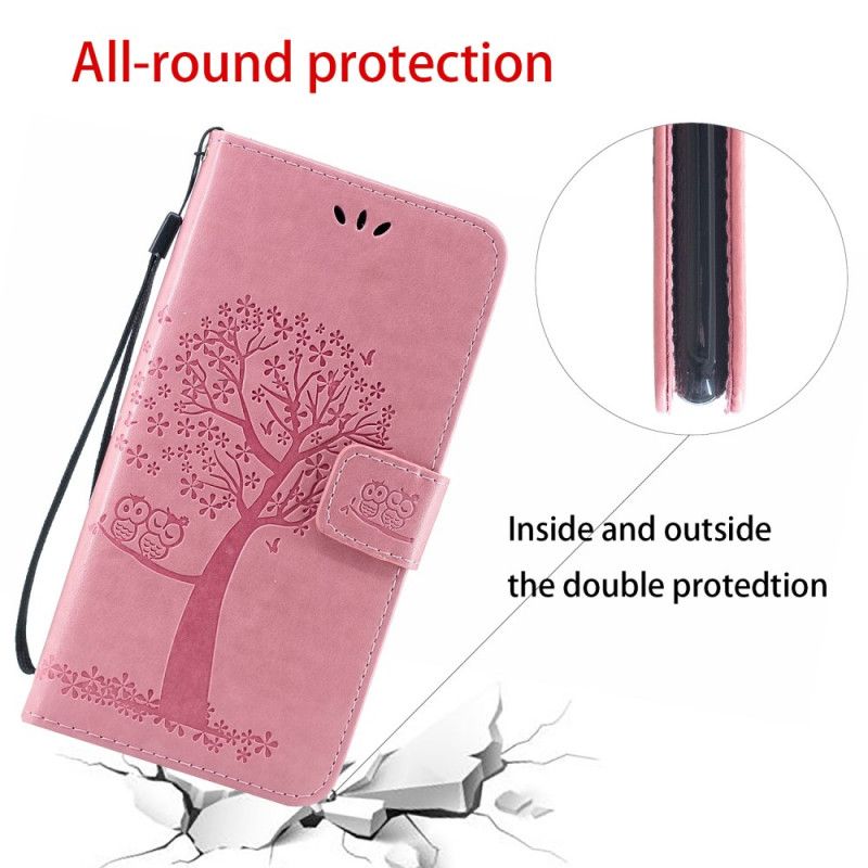 Lederhüllen Xiaomi Redmi Note 8 Pink Baum- Und Tanga-Eulen