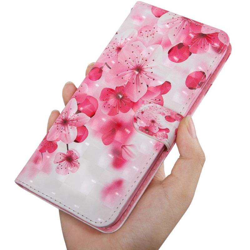 Lederhüllen Xiaomi Redmi Note 8 Schillernde Rosa Blüten