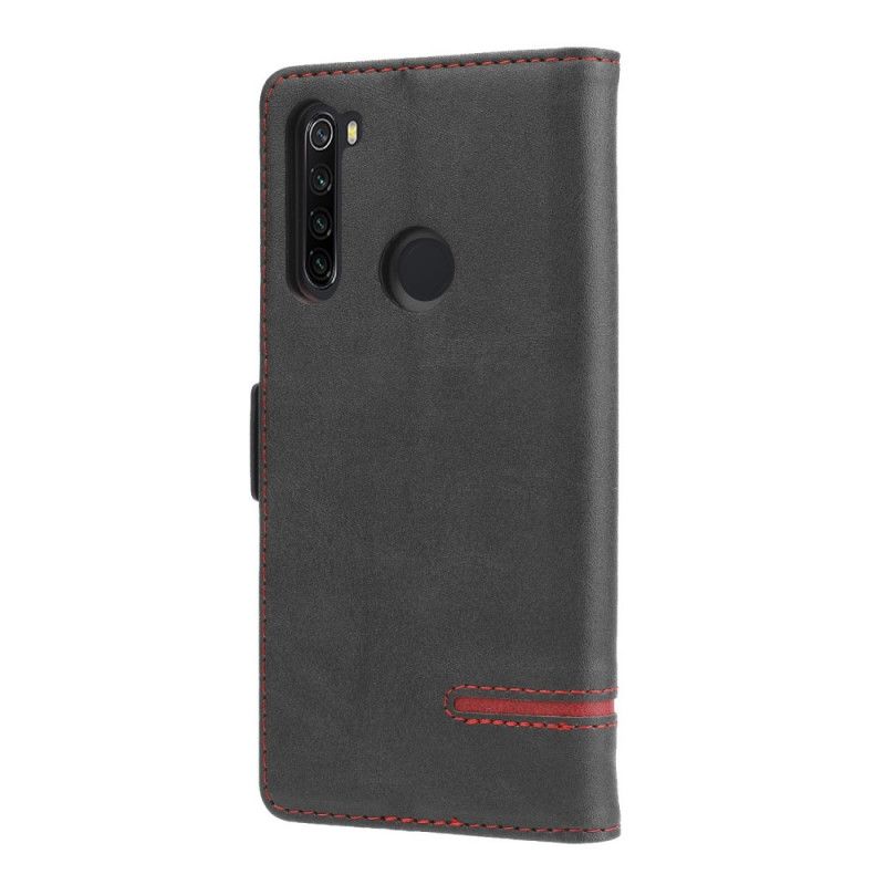 Lederhüllen Xiaomi Redmi Note 8 Schwarz Feine Linie Doppelklappe