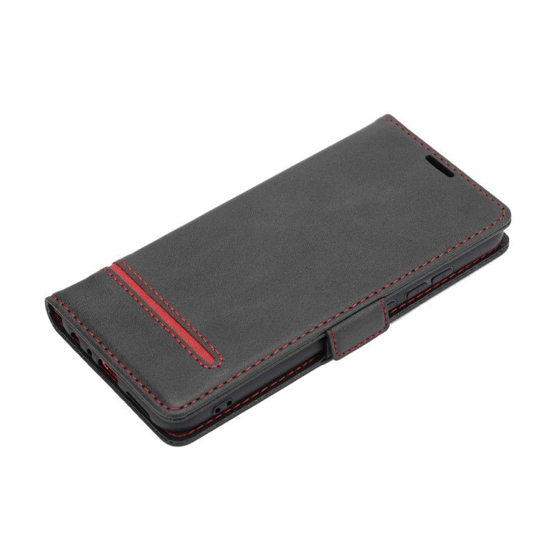 Lederhüllen Xiaomi Redmi Note 8 Schwarz Feine Linie Doppelklappe