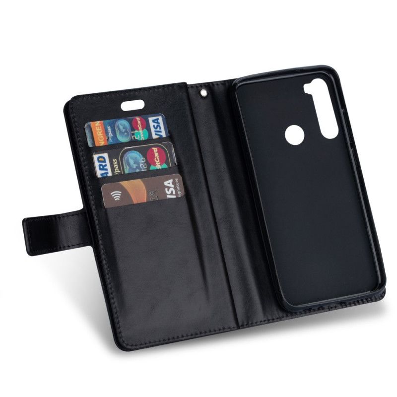 Lederhüllen Xiaomi Redmi Note 8 Schwarz Geldbörse Mit Riemen