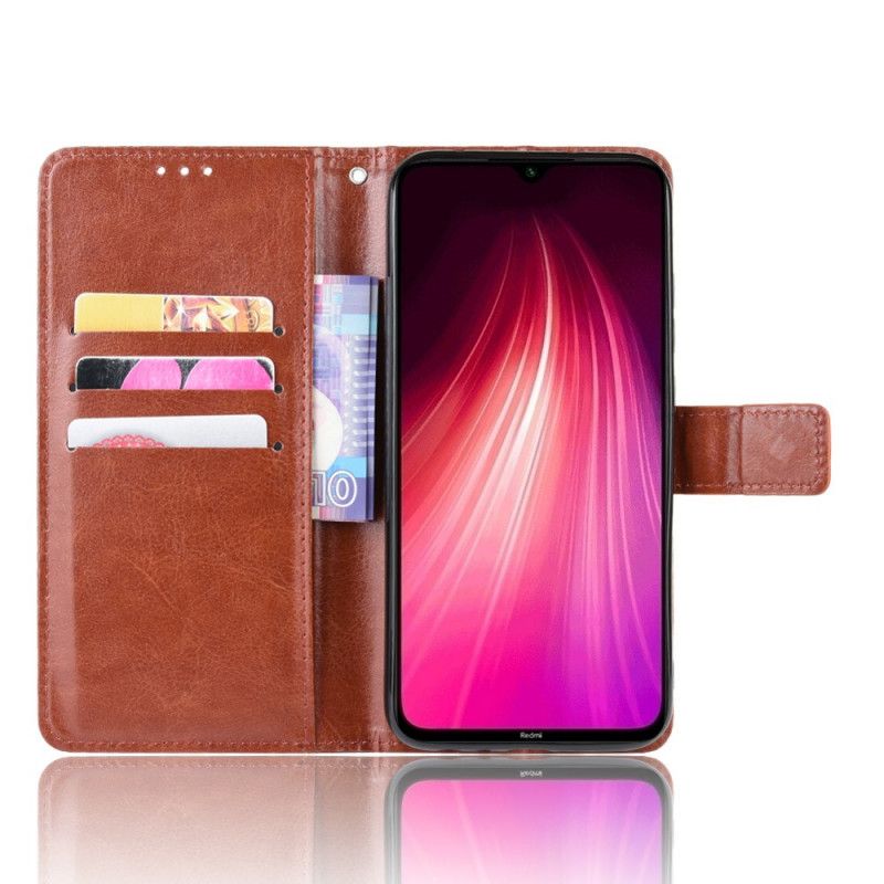 Lederhüllen Xiaomi Redmi Note 8 Schwarz Handyhülle Auffälliges Kunstleder