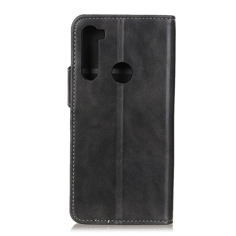 Lederhüllen Xiaomi Redmi Note 8 Schwarz Künstlerisches Knopfnähen