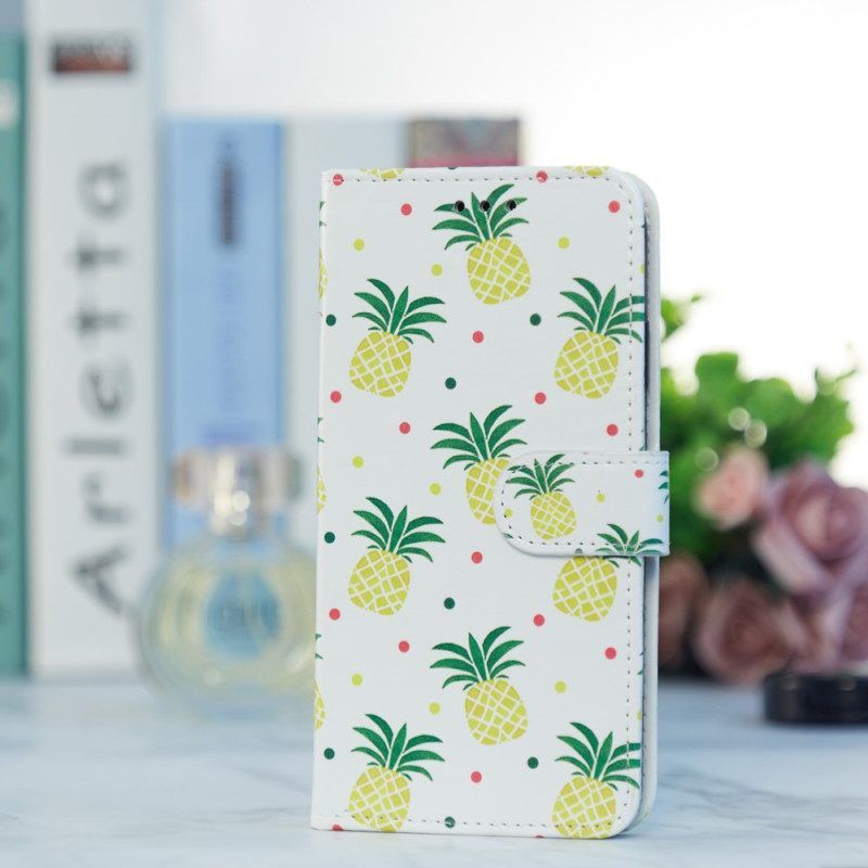 Flip Case Für Moto G73 5G Mit Kordel Riemchen-ananas