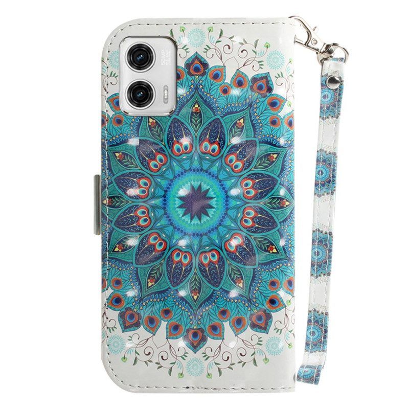 Flip Case Für Moto G73 5G Mit Kordel Riemchen-mandala