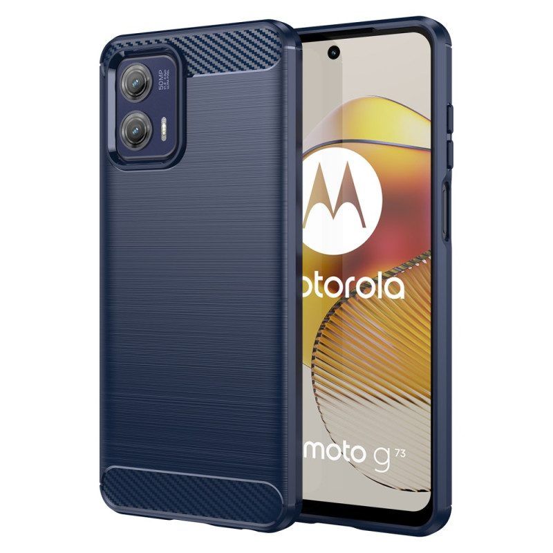 Handyhülle Für Moto G73 5G Gebürstete Kohlefaser