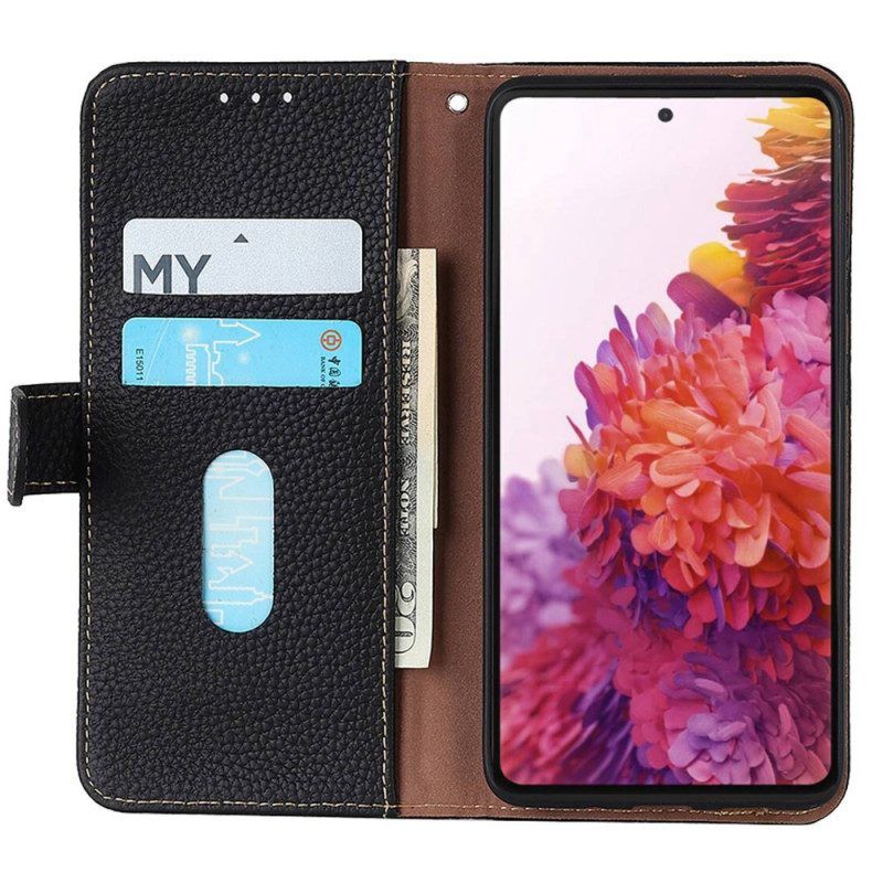 Flip Case Für Samsung Galaxy M13 Khazneh Litschi-leder