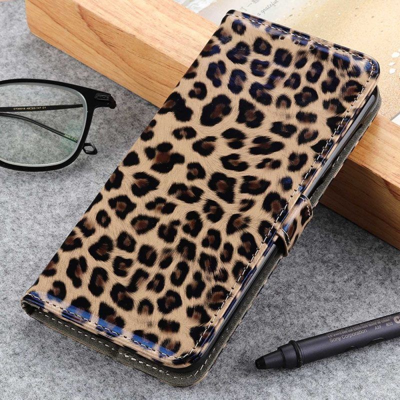 Flip Case Für Samsung Galaxy M13 Leopardenhaut-effekt