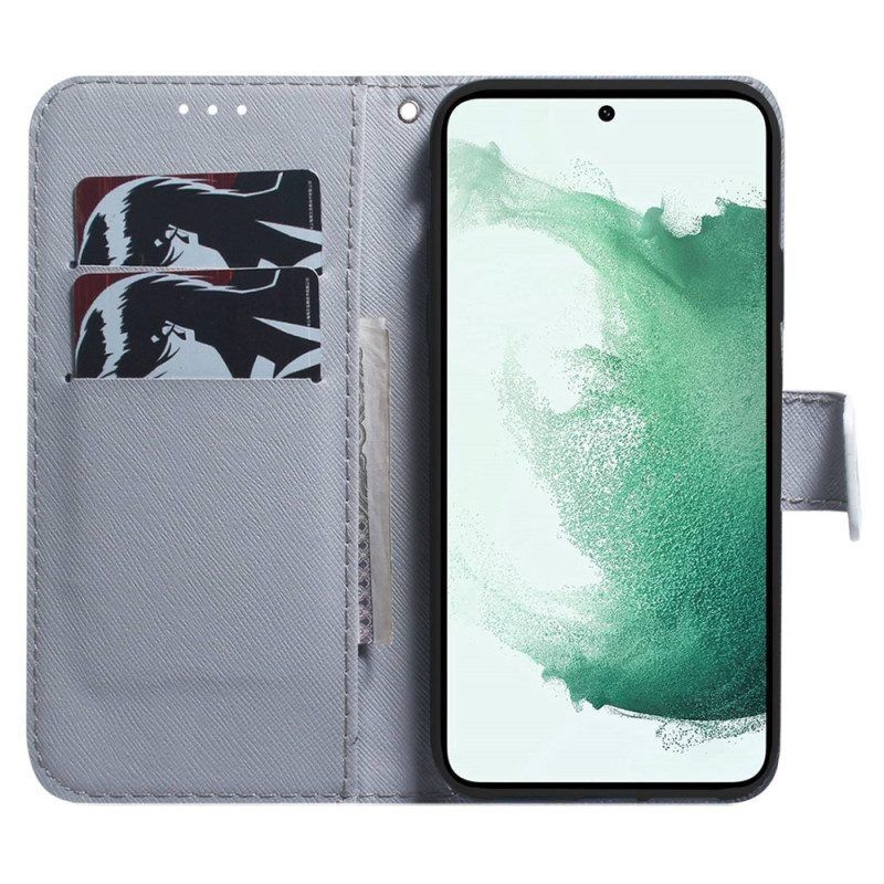 Flip Case Für Samsung Galaxy M13 Mit Kordel Riemchen-aquarell-hund