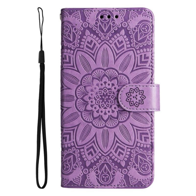 Flip Case Für Samsung Galaxy M13 Mit Kordel Riemchen-sonnenblume