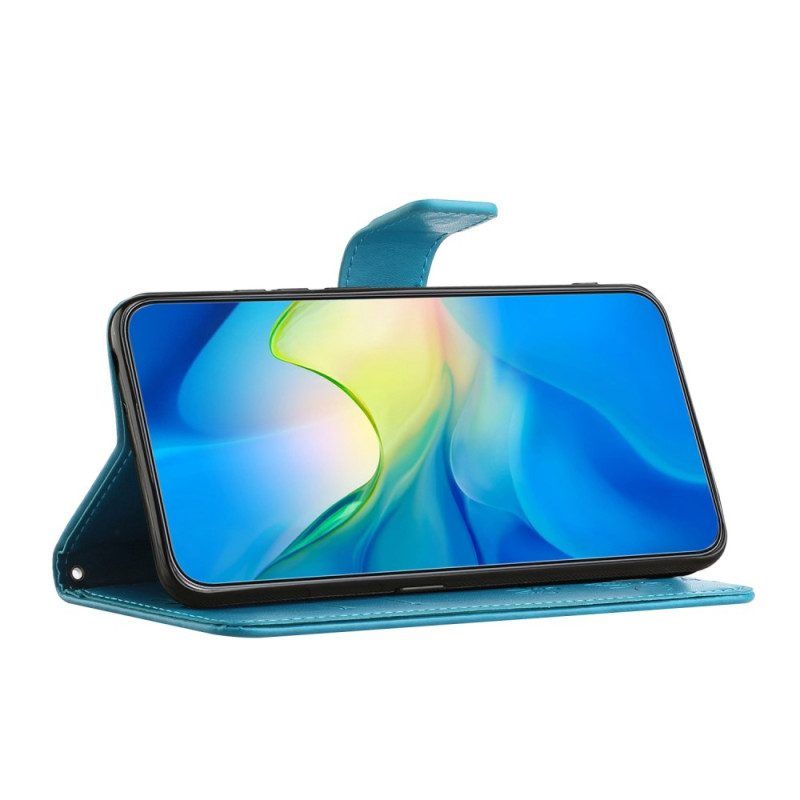 Flip Case Für Samsung Galaxy M13 Mit Kordel Riemchenblumen