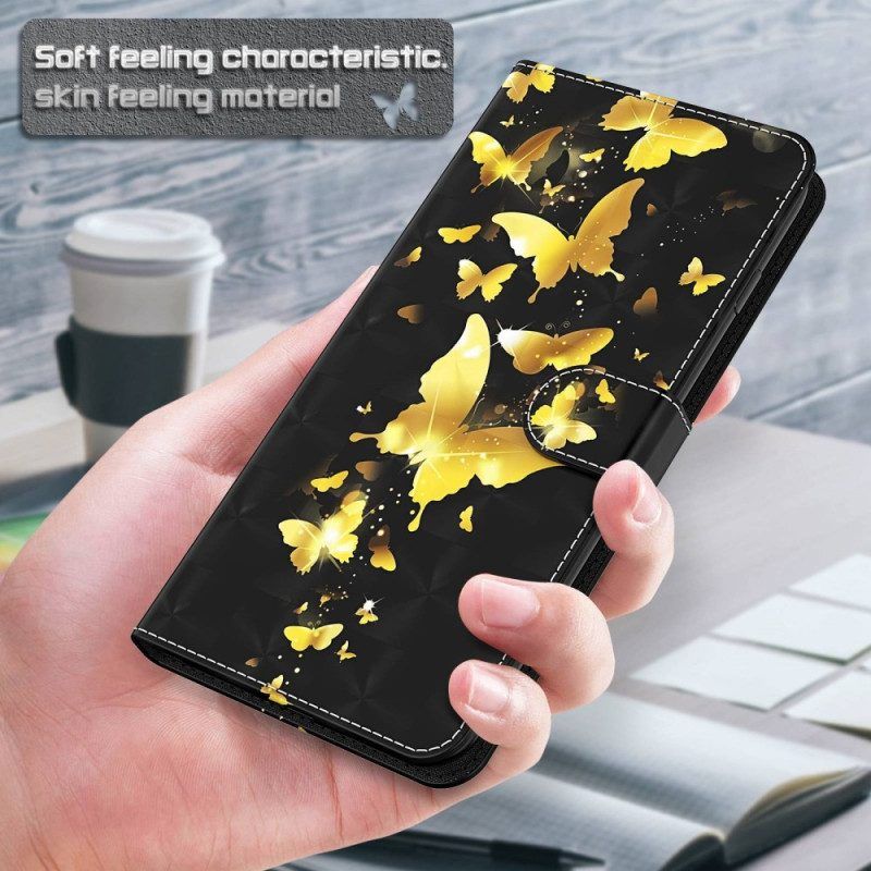 Flip Case Für Samsung Galaxy M13 Mit Kordel Tanga-schmetterlinge