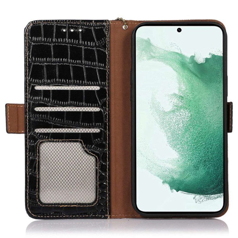 Flip Case Für Samsung Galaxy M13 Rfid Im Krokodil-stil