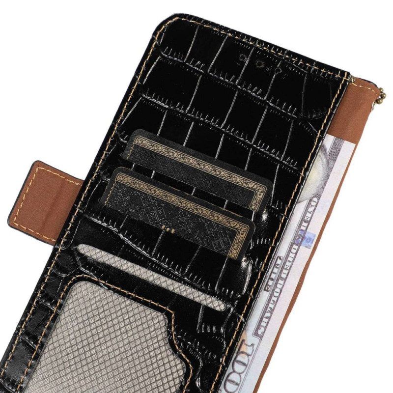 Flip Case Für Samsung Galaxy M13 Rfid Im Krokodil-stil