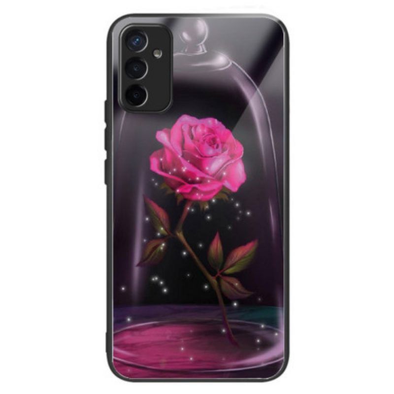 Handyhülle Für Samsung Galaxy M13 Funkelndes Rosa Gehärtetes Glas