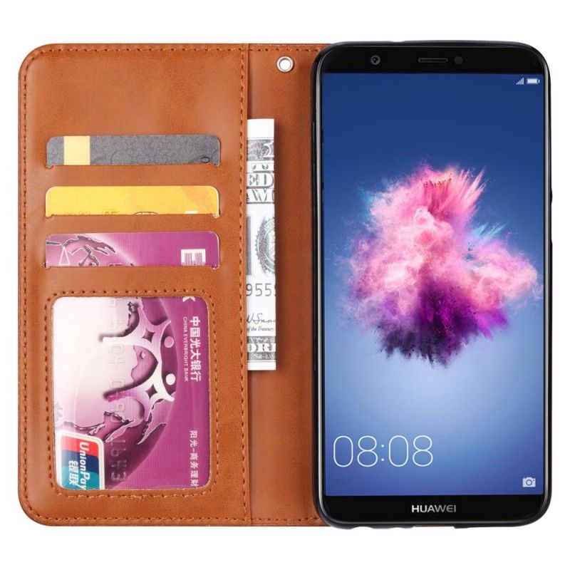Flip Case Für Huawei P Smart Schwarz Kartenhalter Aus Kunstleder