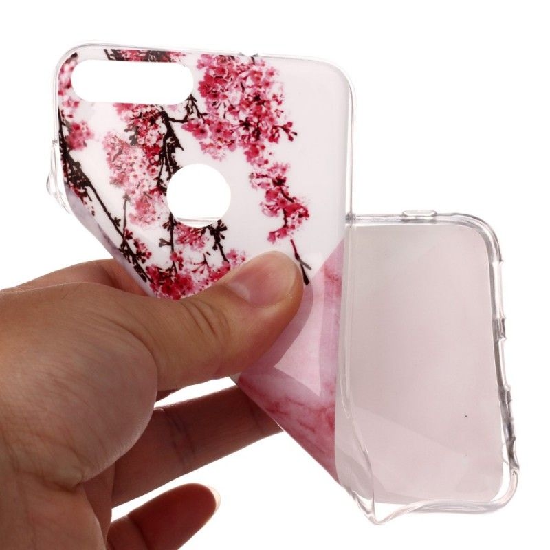 Hülle Huawei P Smart Handyhülle Marmorierte Pflaumenblüten