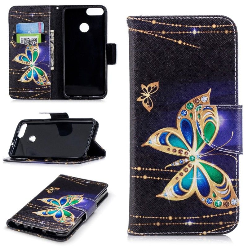 Lederhüllen Huawei P Smart Handyhülle Magischer Schmetterling