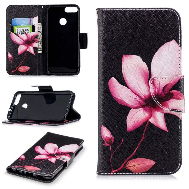 Lederhüllen Huawei P Smart Handyhülle Rosa Blume