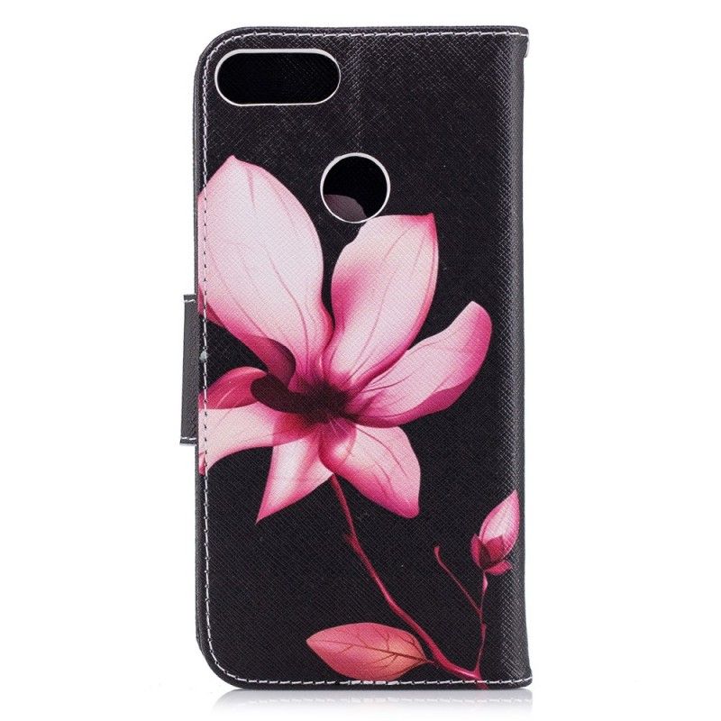 Lederhüllen Huawei P Smart Handyhülle Rosa Blume