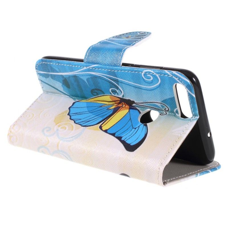 Lederhüllen Huawei P Smart Hellblau Schmetterlinge