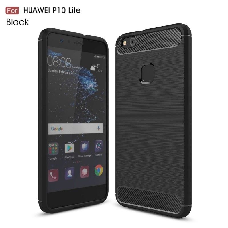 Hülle Für Huawei P10 Lite Schwarz Gebürstete Kohlefaser