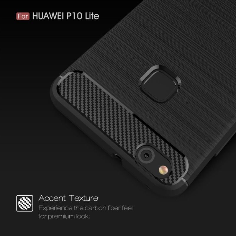Hülle Für Huawei P10 Lite Schwarz Gebürstete Kohlefaser