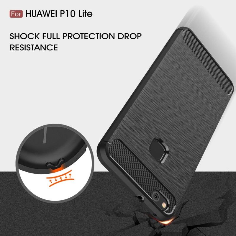 Hülle Für Huawei P10 Lite Schwarz Gebürstete Kohlefaser