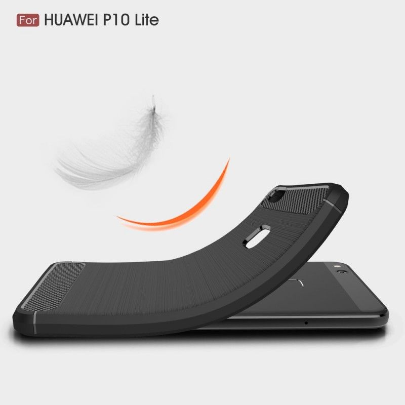 Hülle Für Huawei P10 Lite Schwarz Gebürstete Kohlefaser