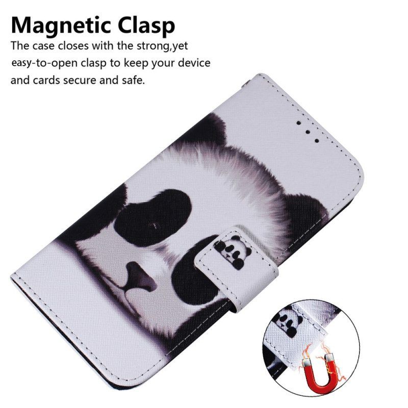 Flip Case Für Samsung Galaxy A54 5G Mit Kordel Lanyard Panda-fächer