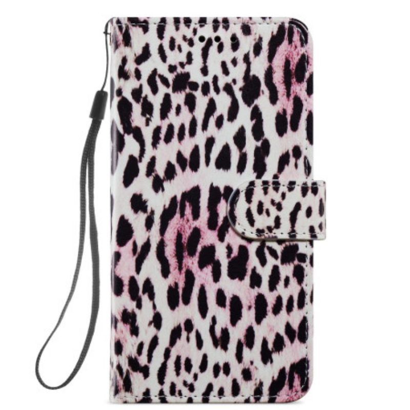 Flip Case Für Samsung Galaxy A54 5G Mit Kordel Riemchen-leoparden-stil