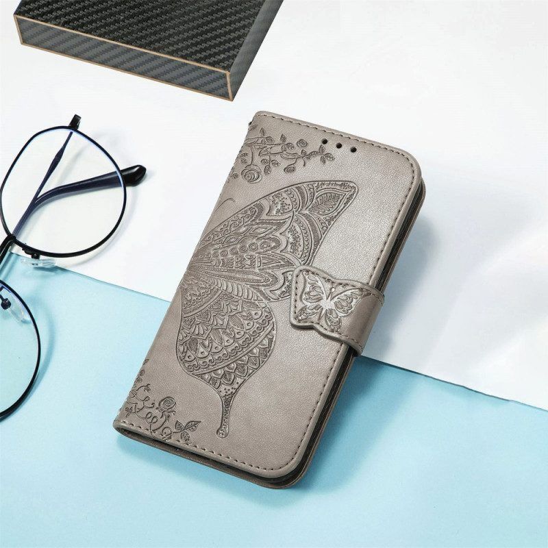 Lederhüllen Für Samsung Galaxy A54 5G Barocker Schmetterling