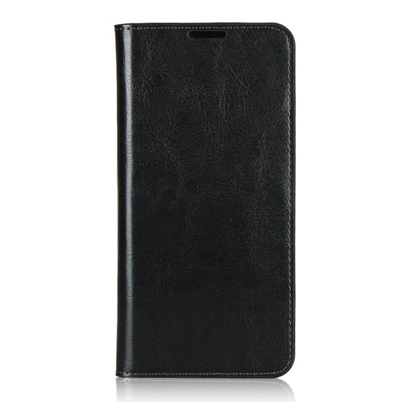 Flip Case Huawei P40 Lite E / Y7p Schwarz Echtes Leder