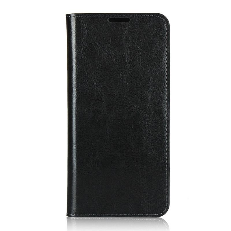 Flip Case Huawei P40 Lite E / Y7p Schwarz Echtes Leder