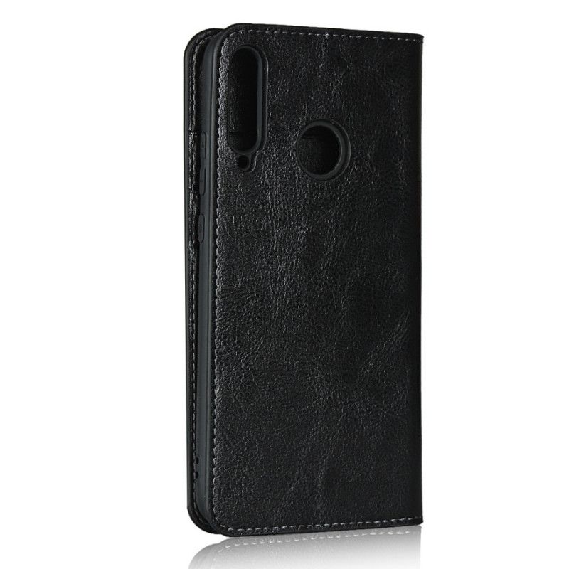 Flip Case Huawei P40 Lite E / Y7p Schwarz Echtes Leder