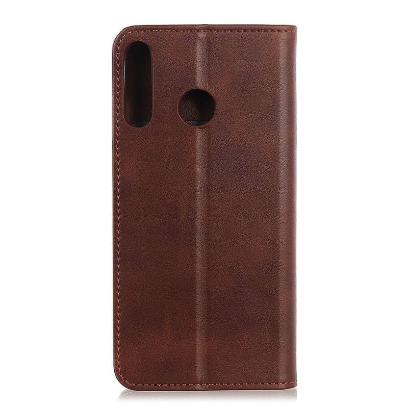 Flip Case Huawei P40 Lite E / Y7p Schwarz Echtes Spaltleder