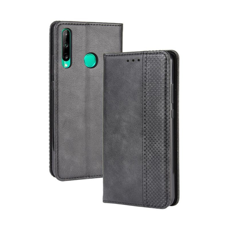 Flip Case Huawei P40 Lite E / Y7p Schwarz Stilisierter Vintage-Ledereffekt