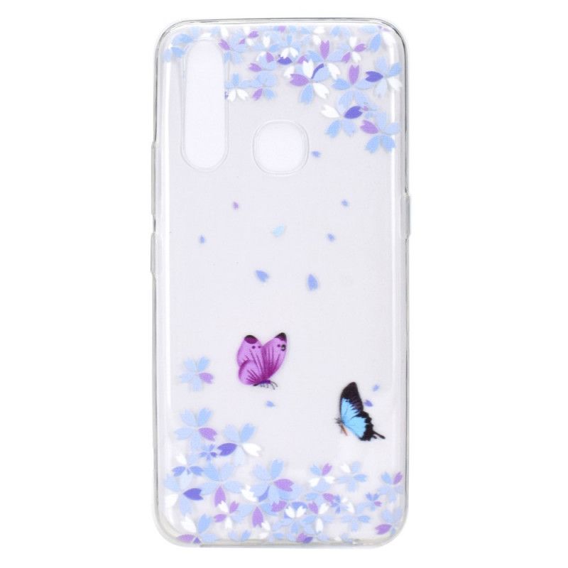 Hülle Für Huawei P40 Lite E / Y7p Transparente Schmetterlinge Und Blumen