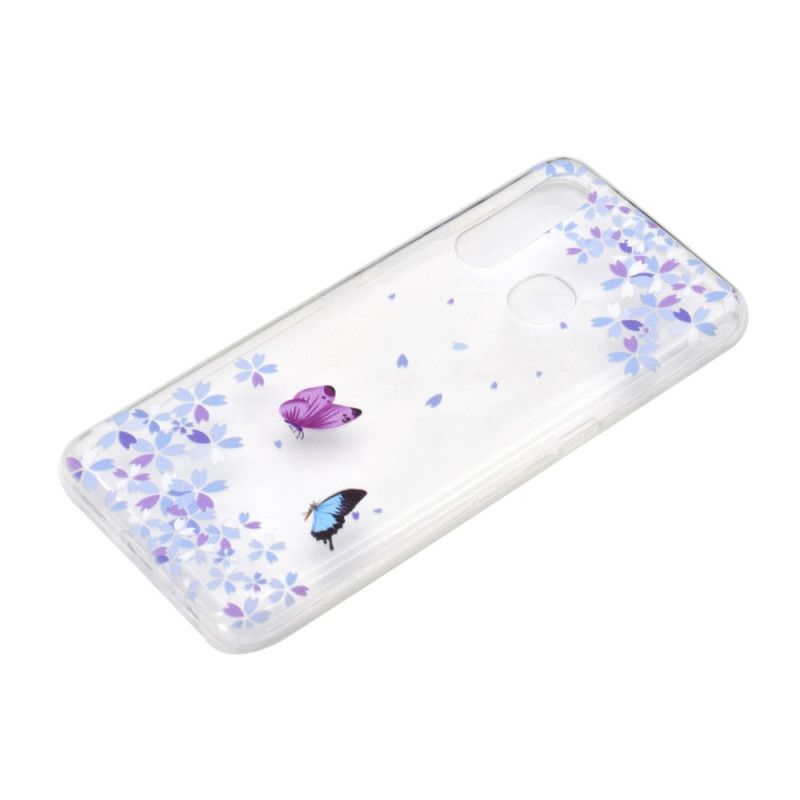 Hülle Für Huawei P40 Lite E / Y7p Transparente Schmetterlinge Und Blumen