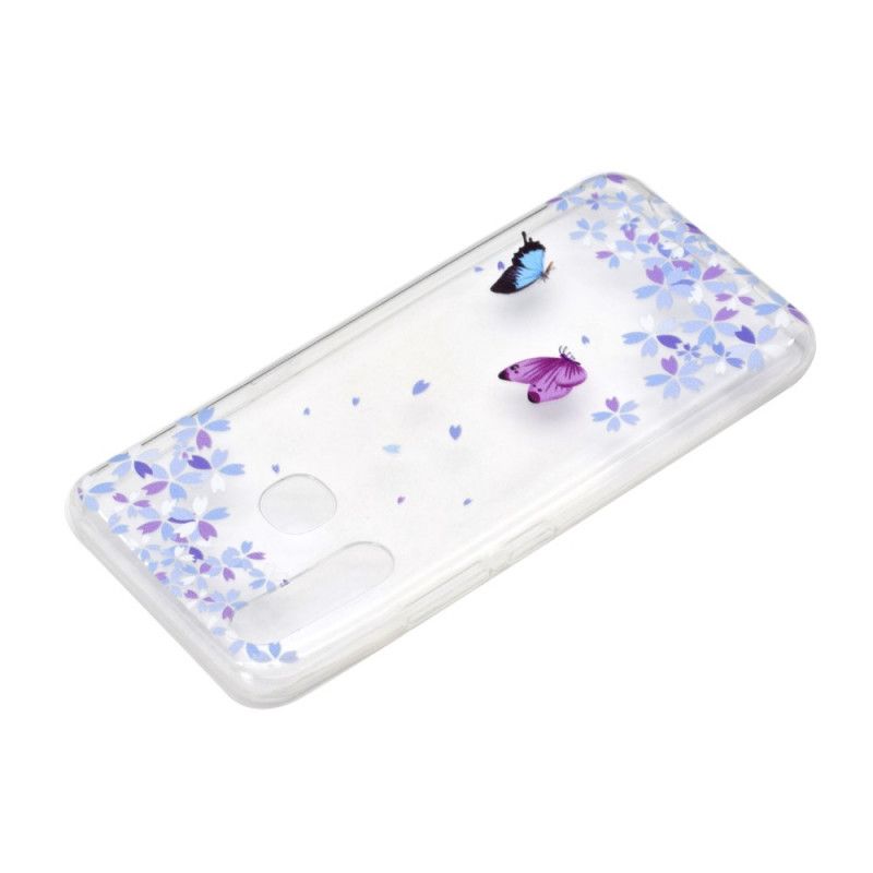 Hülle Für Huawei P40 Lite E / Y7p Transparente Schmetterlinge Und Blumen