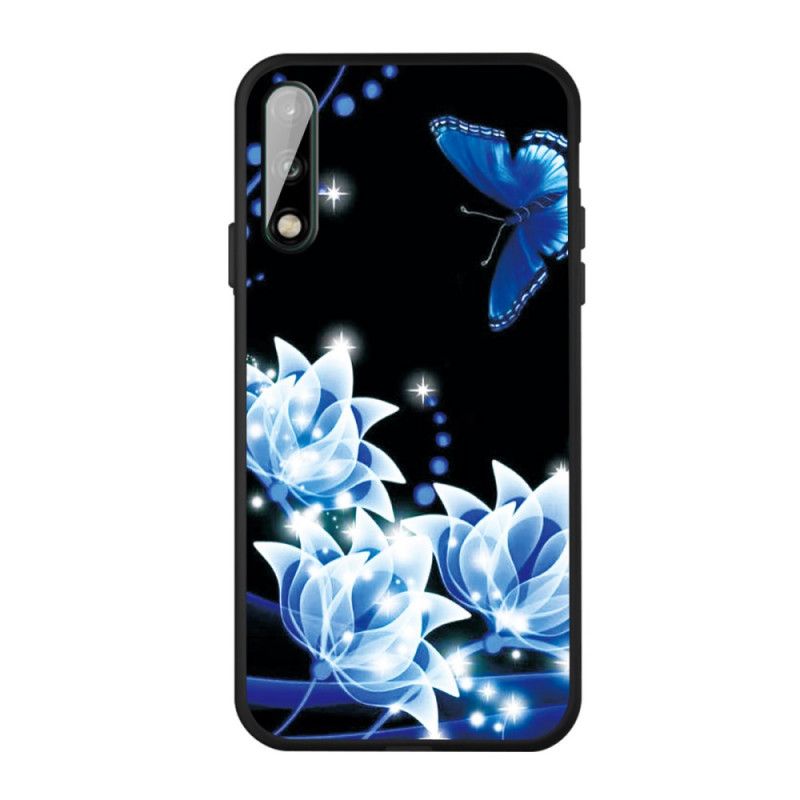 Hülle Huawei P40 Lite E / Y7p Handyhülle Schmetterling Und Blaue Blüten