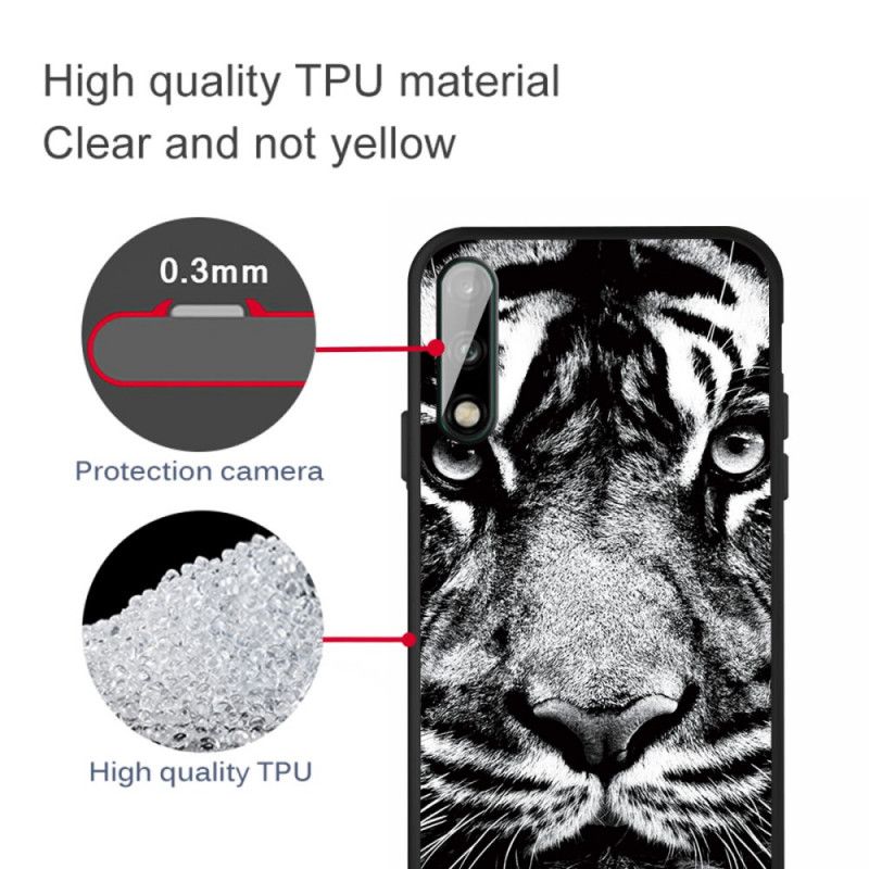 Hülle Huawei P40 Lite E / Y7p Handyhülle Schwarzweiss-Tiger