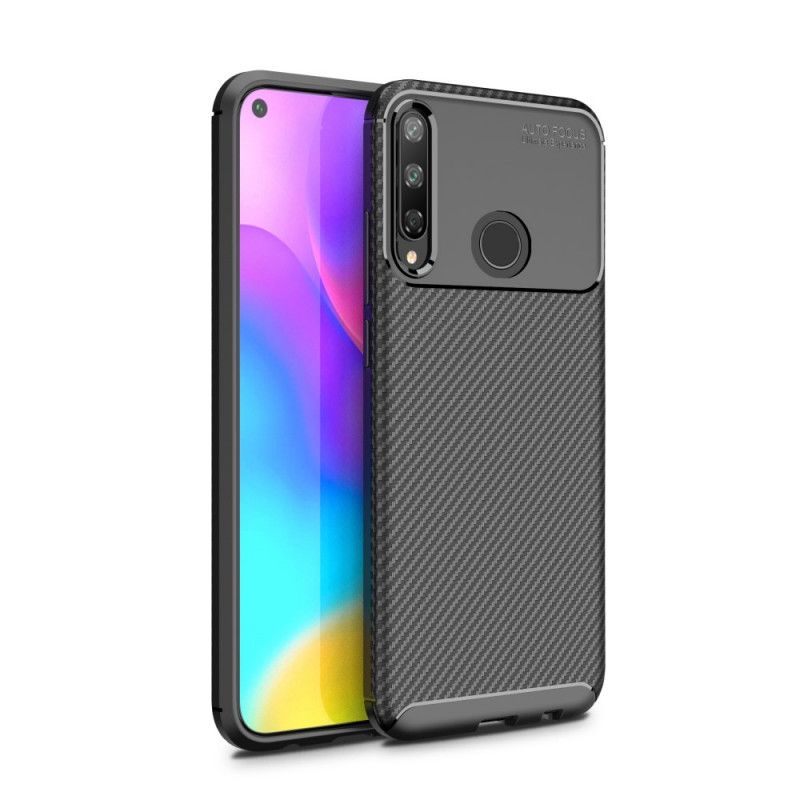 Hülle Huawei P40 Lite E / Y7p Schwarz Flexible Kohlefasertextur