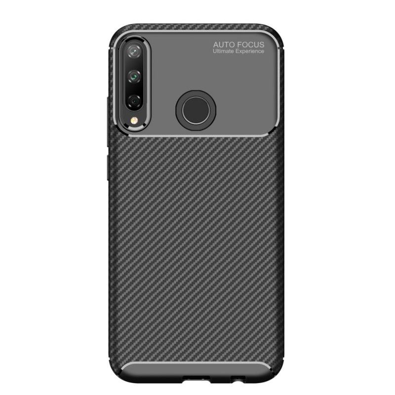 Hülle Huawei P40 Lite E / Y7p Schwarz Flexible Kohlefasertextur