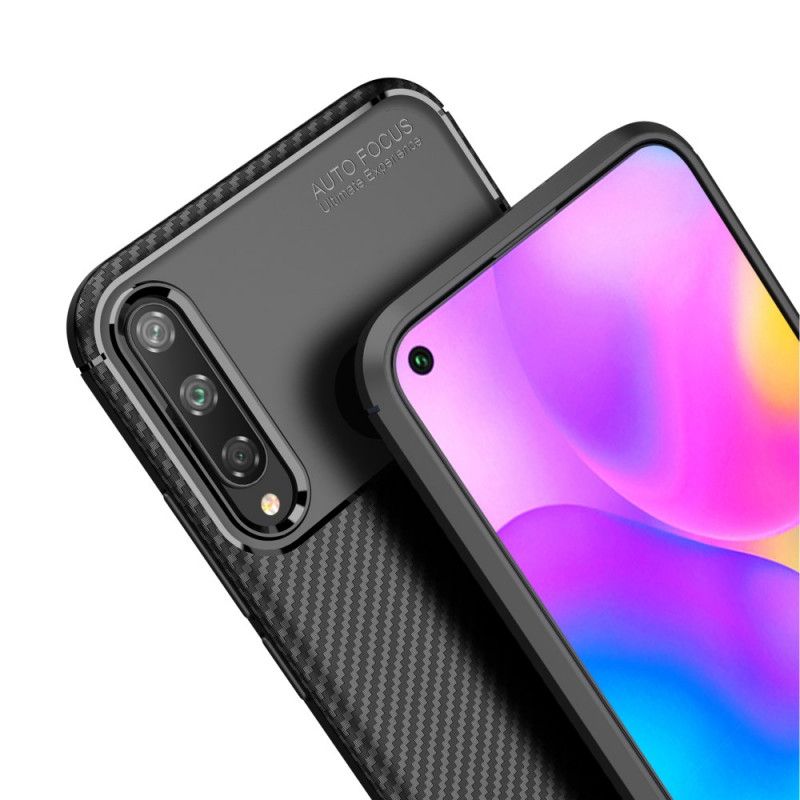 Hülle Huawei P40 Lite E / Y7p Schwarz Flexible Kohlefasertextur