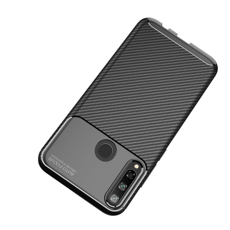 Hülle Huawei P40 Lite E / Y7p Schwarz Flexible Kohlefasertextur