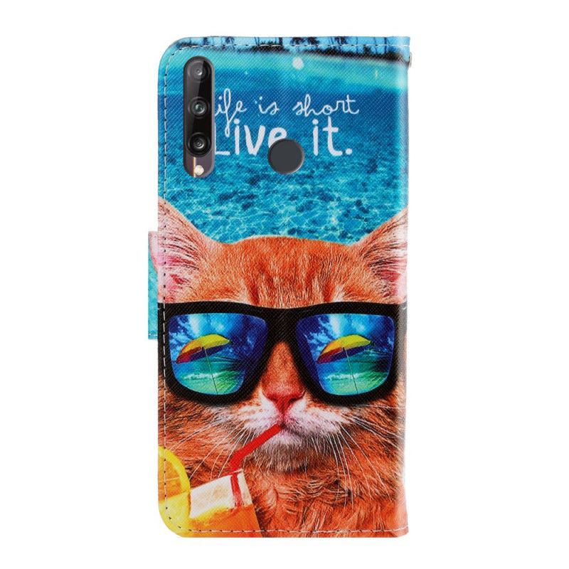 Lederhüllen Huawei P40 Lite E / Y7p Katze Lebe Es Mit Tanga