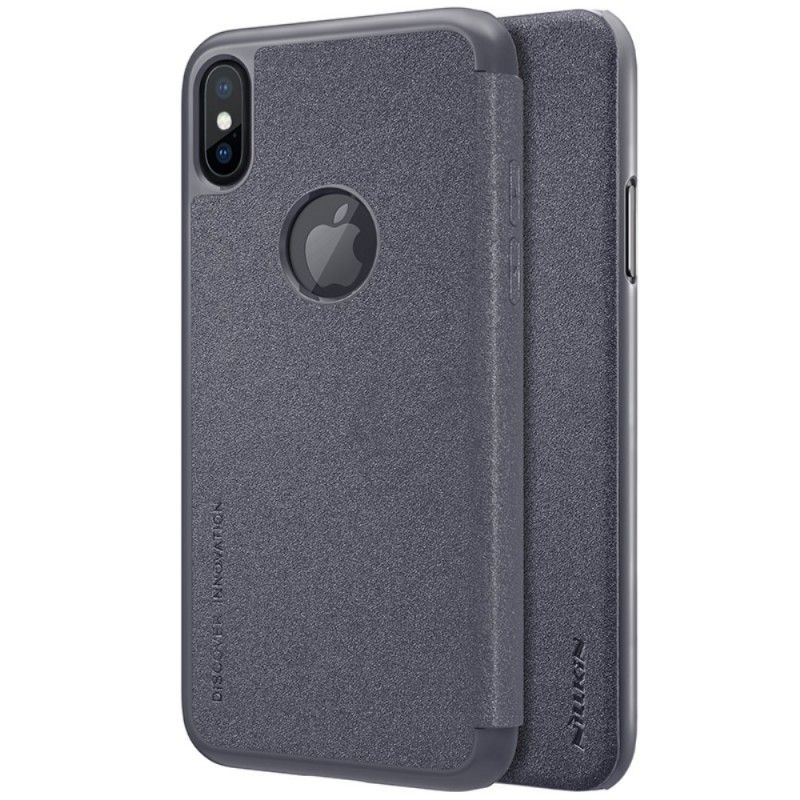 Flip Case Für iPhone X Schwarz Nillkin