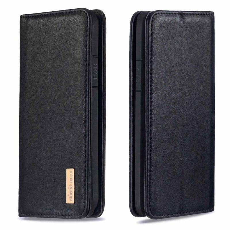 Flip Case iPhone X Schwarz Abnehmbare Schale Aus Echtem Leder